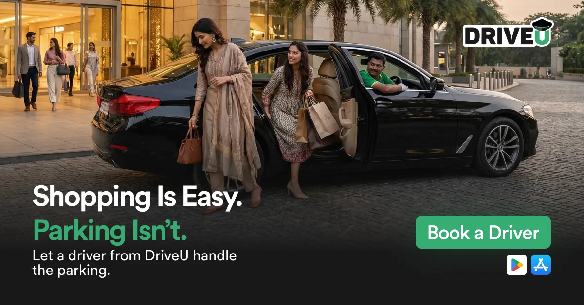 DriveU ad: Shopping is easy, parking isn't. Book a driver.